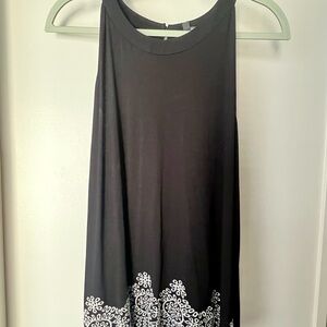 XL - Black Sleeveless Top with White Embroidery